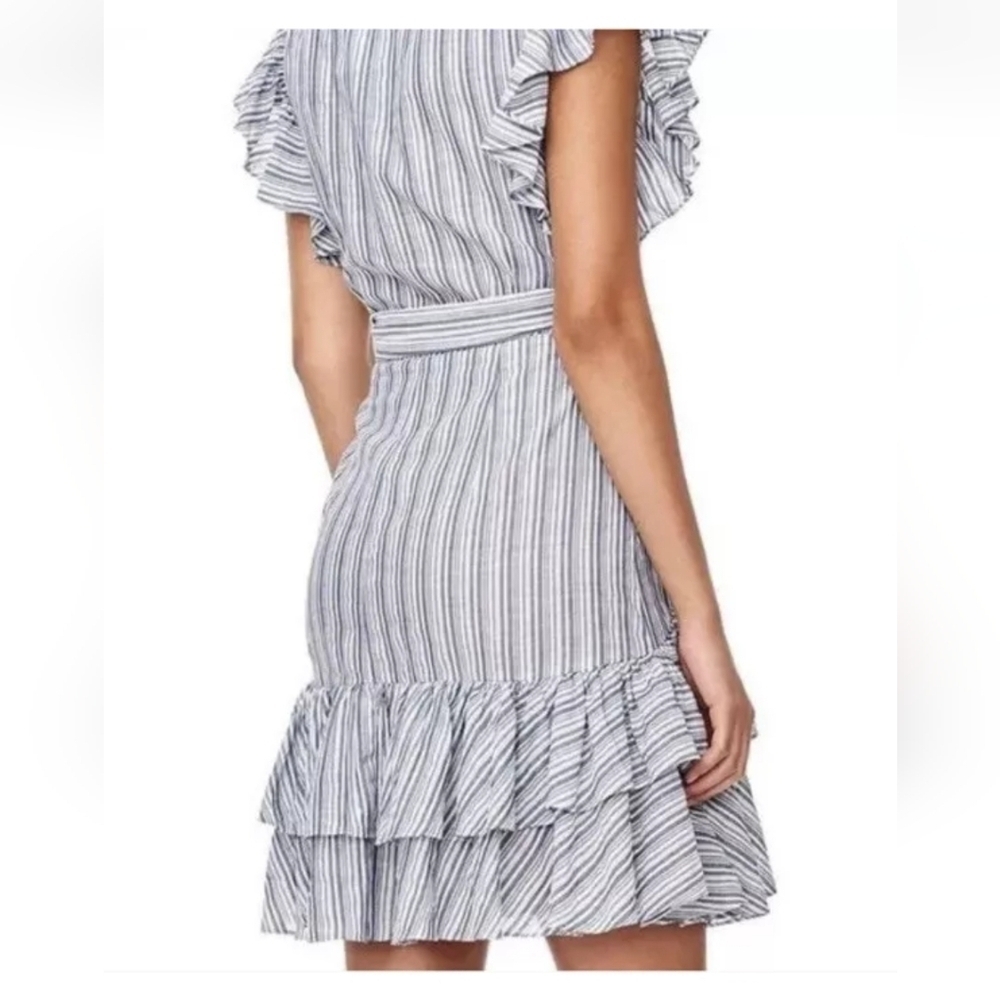 Rebecca Taylor Stripe Dress in Blue & White Size 8 Missing Belt - Picture 5 of 14